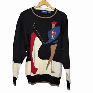 VTG Par Four Golf Course Sweater Mens L 90's Preppy Knit Grandpa Core Embroidery